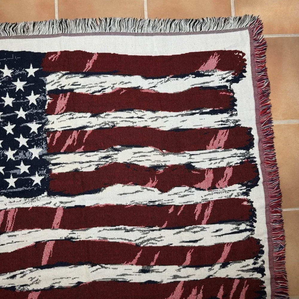 American Flag Vintage Tapestry Throw Blanket Patriotic USA Northwest Company - Picture 4 of 14